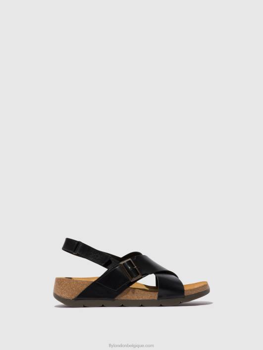 sandales croisées chlo852 Fly London femmes noir 0FBB588