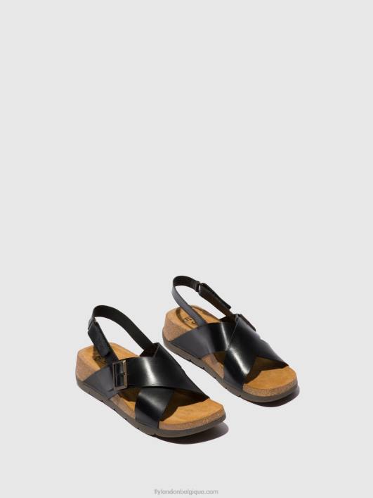 sandales croisées chlo852 Fly London femmes noir 0FBB588
