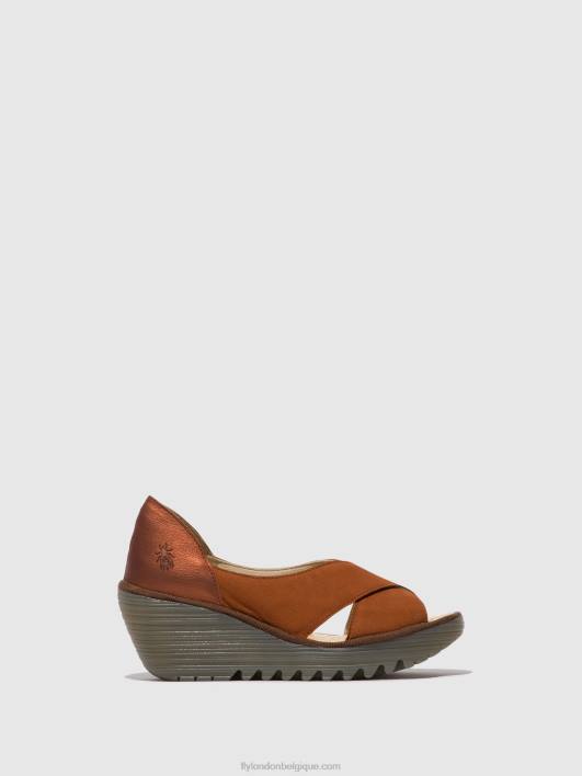sandales croisées yoma307 Fly London femmes bronzage/cuivre 0FBB484