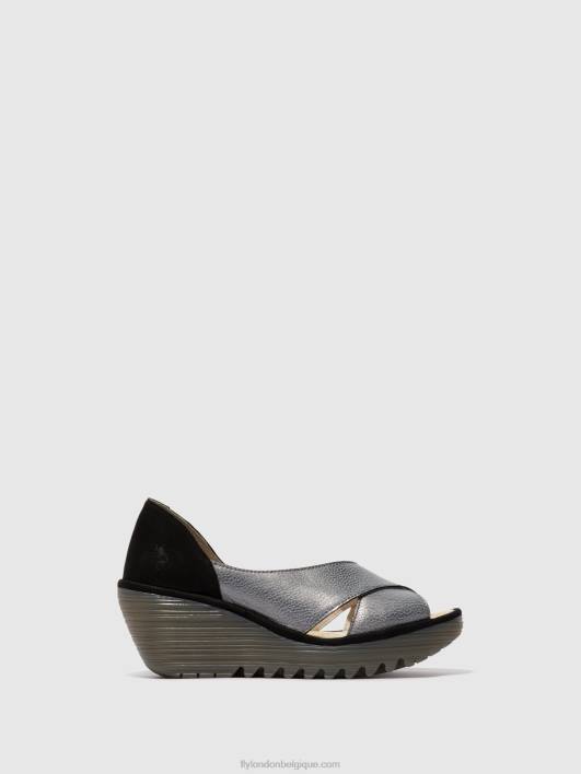sandales croisées yoma307 Fly London femmes gris noir 0FBB560