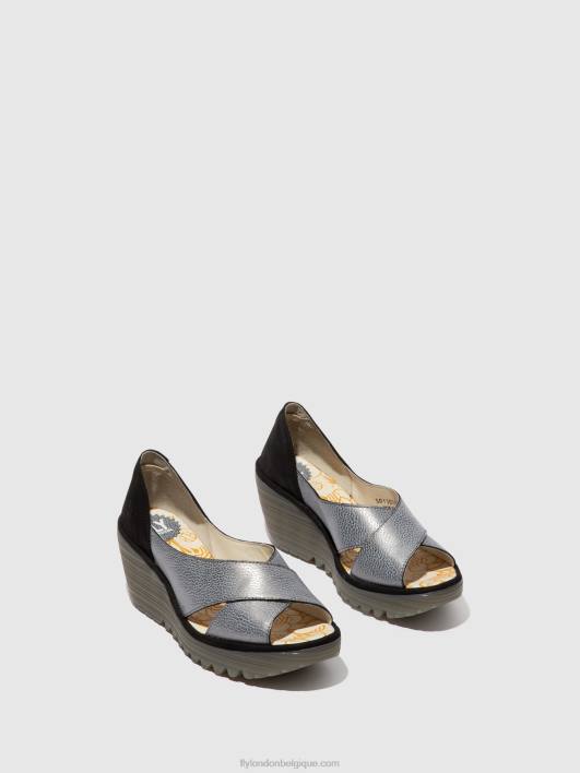 sandales croisées yoma307 Fly London femmes gris noir 0FBB560