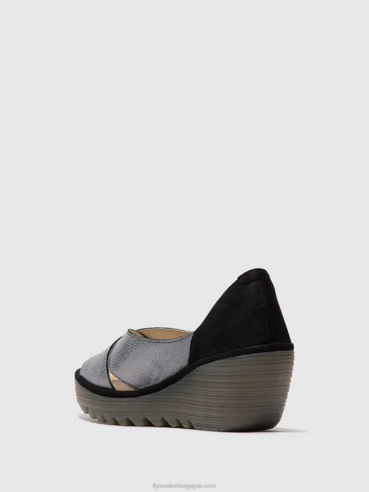 sandales croisées yoma307 Fly London femmes gris noir 0FBB560