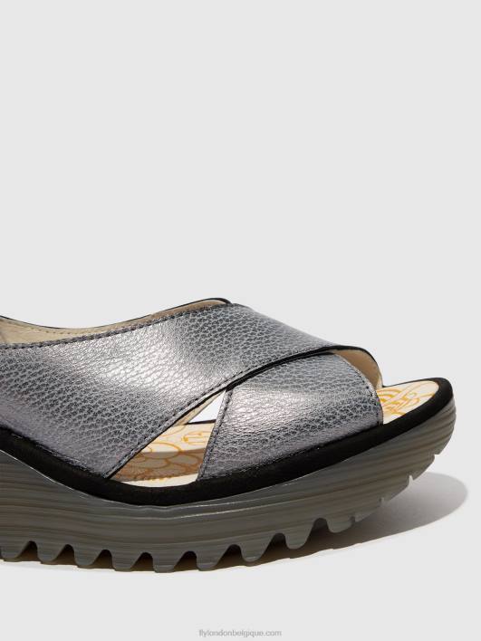 sandales croisées yoma307 Fly London femmes gris noir 0FBB560