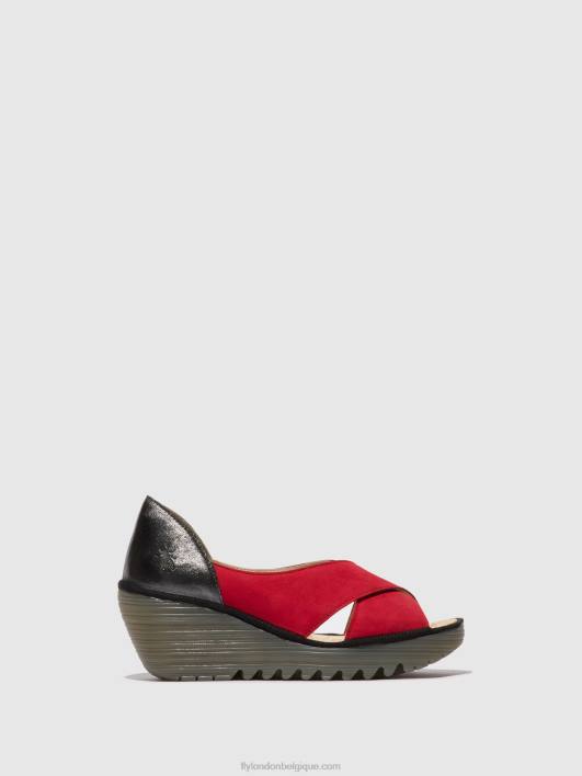 sandales croisées yoma307 Fly London femmes rouge à lèvres rouge/graphite 0FBB483