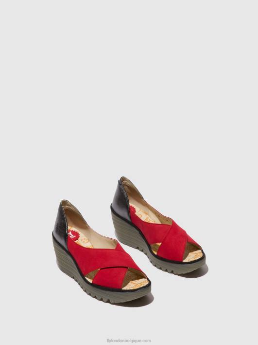 sandales croisées yoma307 Fly London femmes rouge à lèvres rouge/graphite 0FBB483