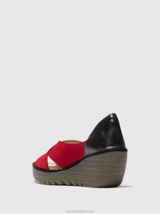 sandales croisées yoma307 Fly London femmes rouge à lèvres rouge/graphite 0FBB483