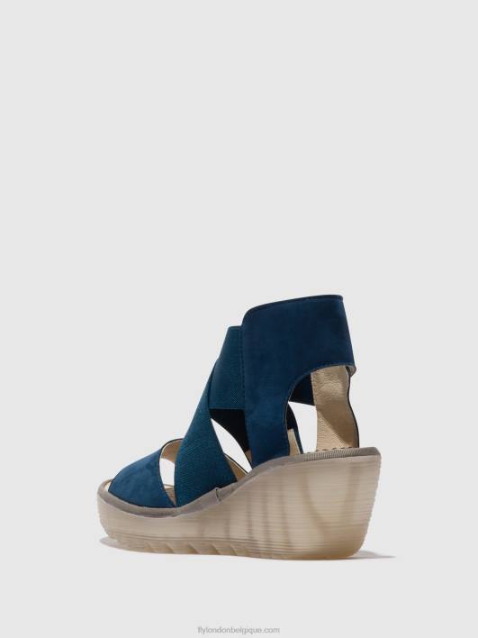 sandales croisées yuba385 Fly London femmes bleu 0FBB485