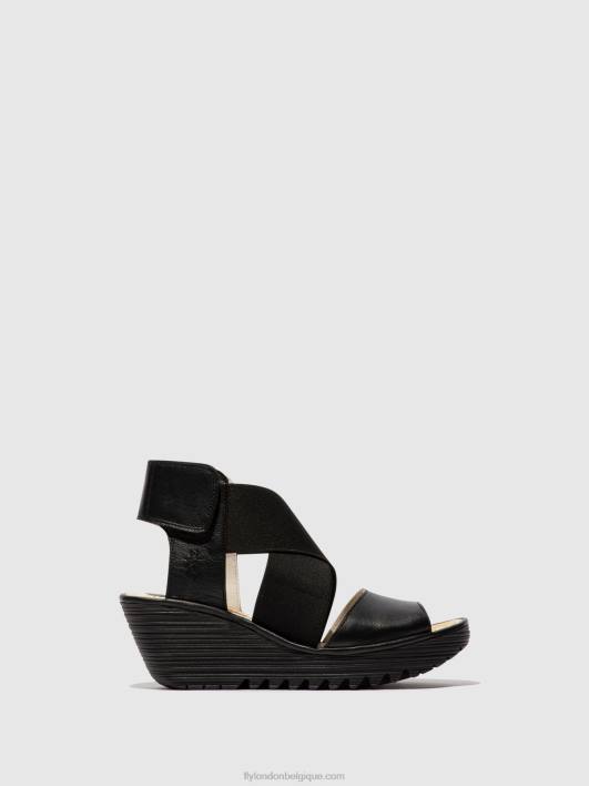 sandales croisées yuba385 Fly London femmes noir 0FBB561