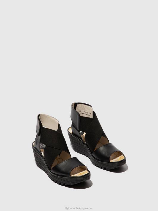 sandales croisées yuba385 Fly London femmes noir 0FBB561