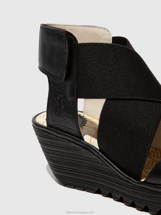 sandales croisées yuba385 Fly London femmes noir 0FBB561