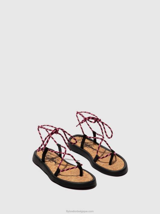 sandales à lacets tace874 Fly London femmes noir (violet) 0FBB550