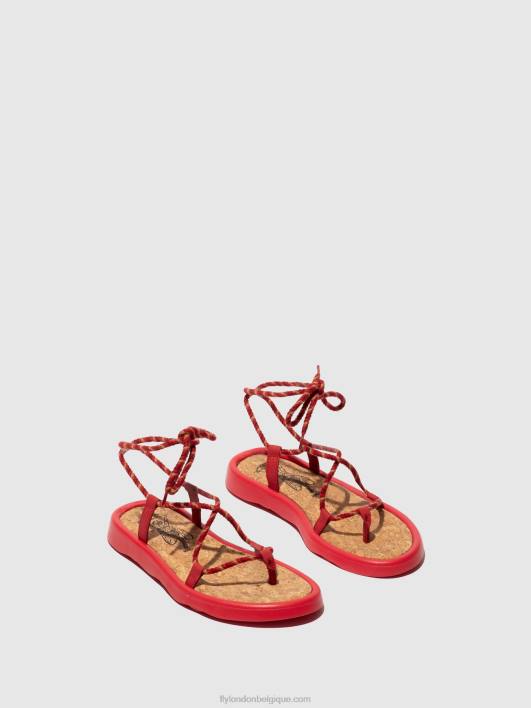 sandales à lacets tace874 Fly London femmes rouge à lèvres rouge 0FBB553