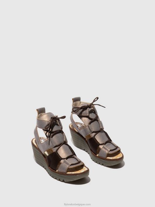 sandales à lacets yaca413 Fly London femmes bronze 0FBB472
