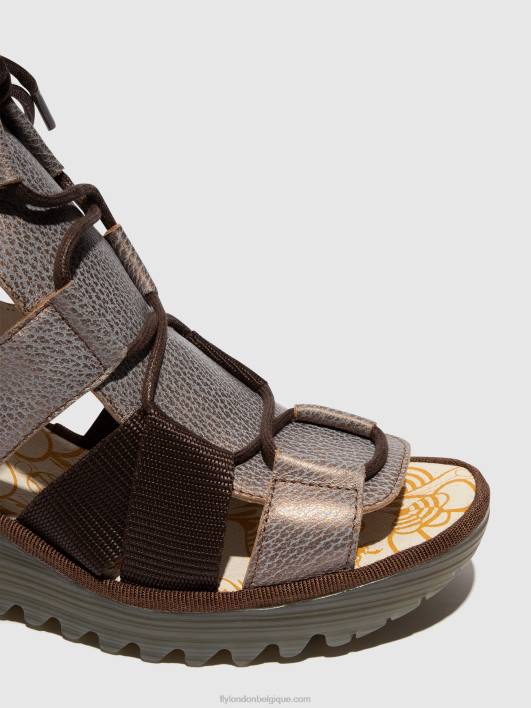 sandales à lacets yaca413 Fly London femmes bronze 0FBB472