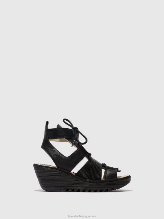sandales à lacets yaca413 Fly London femmes noir 0FBB473