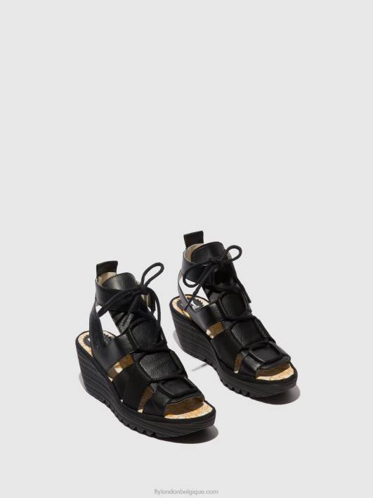 sandales à lacets yaca413 Fly London femmes noir 0FBB473