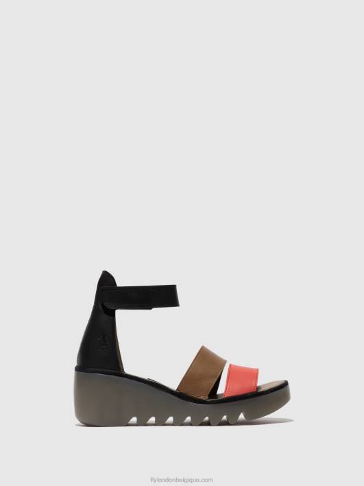 sandales à lanières bono290 Fly London femmes framboise/sol/noir 0FBB423