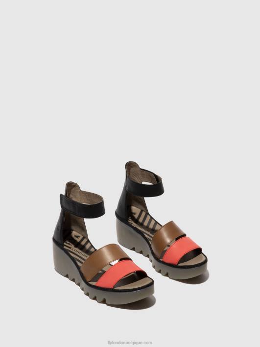 sandales à lanières bono290 Fly London femmes framboise/sol/noir 0FBB423