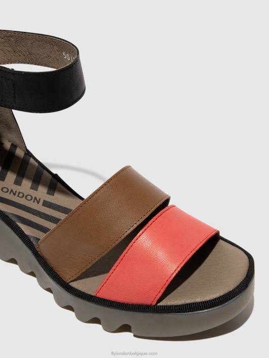 sandales à lanières bono290 Fly London femmes framboise/sol/noir 0FBB423