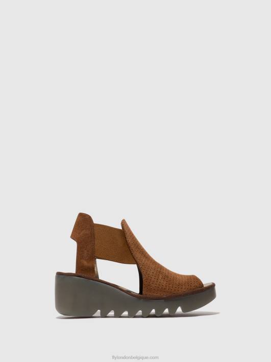 sandales élastiquées biga412 Fly London femmes Cognac 0FBB479