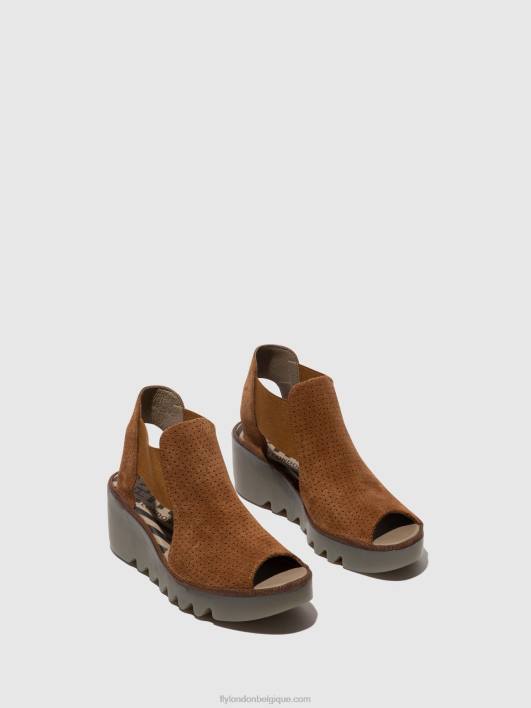 sandales élastiquées biga412 Fly London femmes Cognac 0FBB479