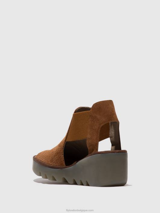sandales élastiquées biga412 Fly London femmes Cognac 0FBB479