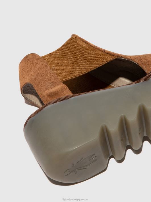 sandales élastiquées biga412 Fly London femmes Cognac 0FBB479
