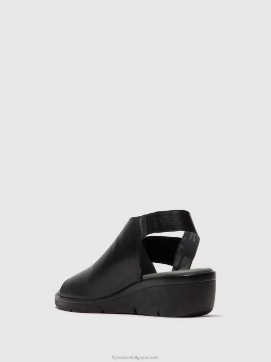 sandales élastiquées nily940 Fly London femmes noir 0FBB482