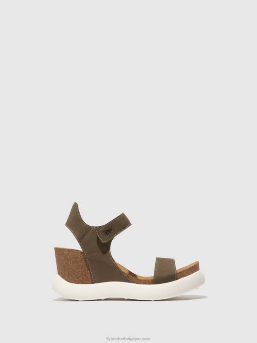 sandales velcro gogo967 Fly London femmes kaki 0FBB398