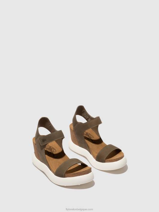 sandales velcro gogo967 Fly London femmes kaki 0FBB398