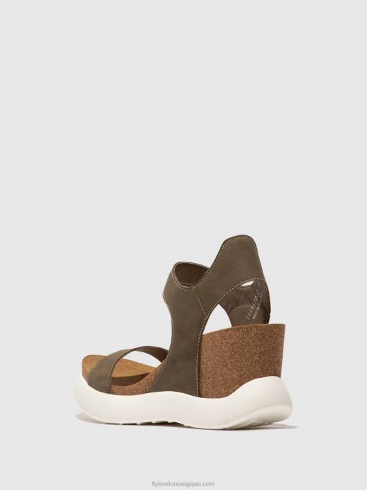 sandales velcro gogo967 Fly London femmes kaki 0FBB398