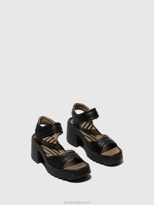 sandales velcro mank433 Fly London femmes noir 0FBB401
