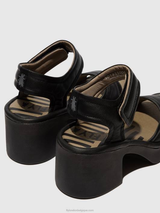 sandales velcro mank433 Fly London femmes noir 0FBB401