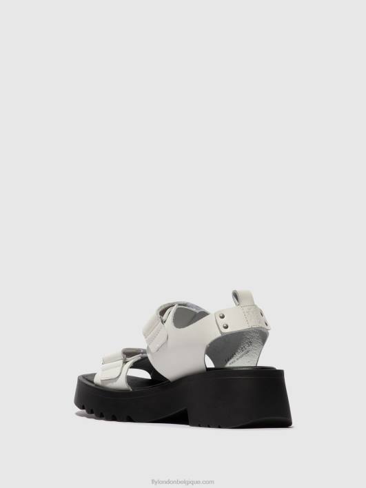 sandales velcro meka857 Fly London femmes blanc 0FBB532