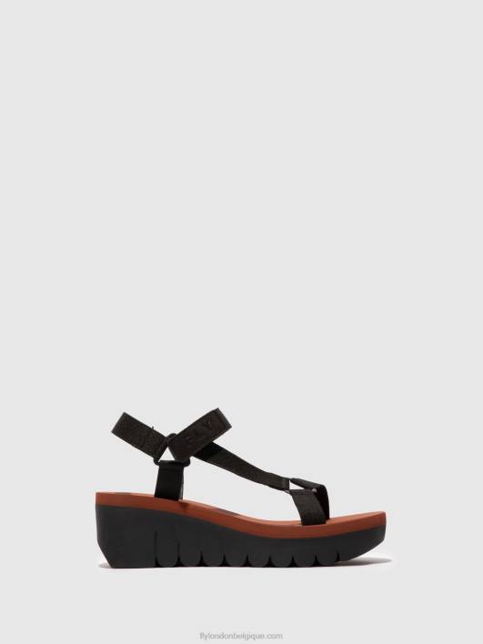 sandales velcro yefa726 Fly London femmes cupido noir (brique) 0FBB609