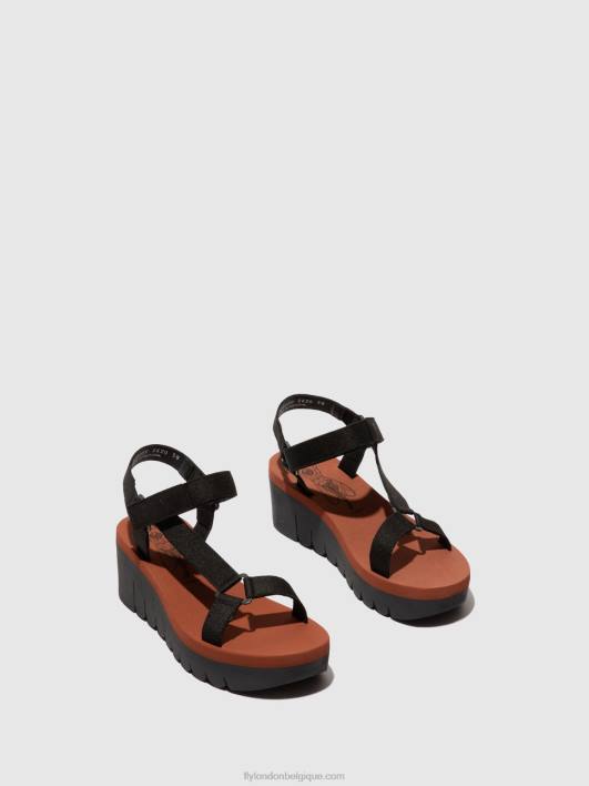 sandales velcro yefa726 Fly London femmes cupido noir (brique) 0FBB609