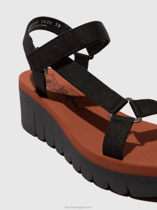 sandales velcro yefa726 Fly London femmes cupido noir (brique) 0FBB609