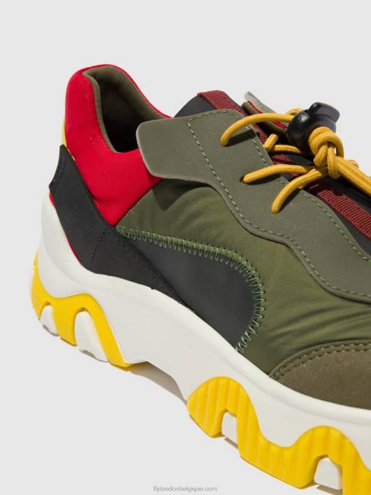 baskets élastiquées fian634 Fly London femmes multi kaki/rouge/jaune 0FBB763