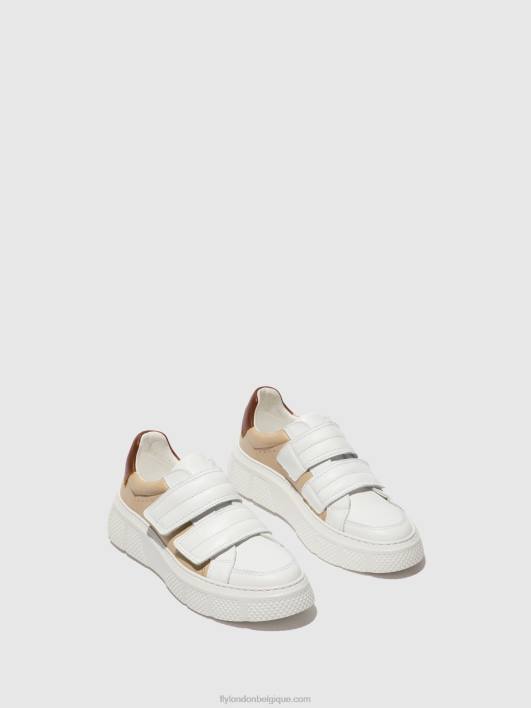 baskets velcro edda513 Fly London femmes blanc/beige/cognac 0FBB751