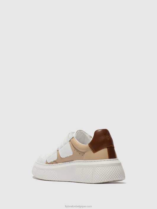 baskets velcro edda513 Fly London femmes blanc/beige/cognac 0FBB751