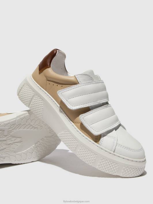 baskets velcro edda513 Fly London femmes blanc/beige/cognac 0FBB751