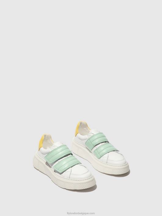 baskets velcro edda513 Fly London femmes blanc/mynt/jaune 0FBB755