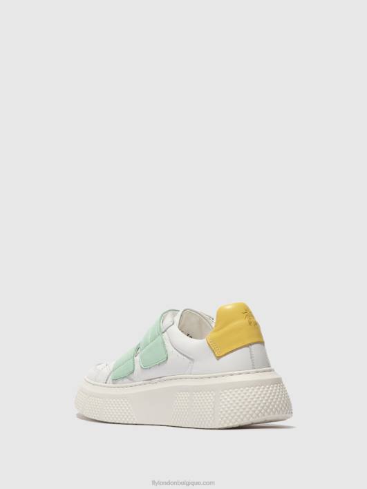baskets velcro edda513 Fly London femmes blanc/mynt/jaune 0FBB755
