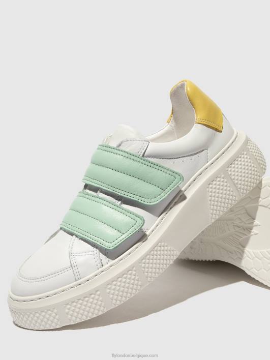 baskets velcro edda513 Fly London femmes blanc/mynt/jaune 0FBB755
