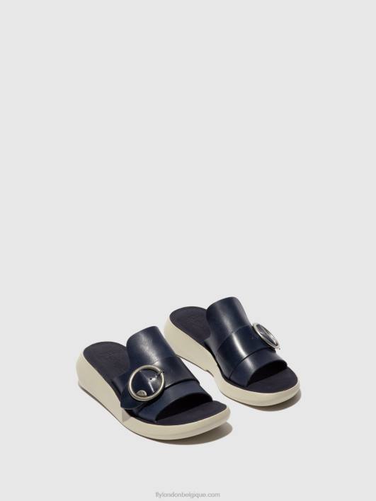 mules à boucle beyd925 Fly London femmes bleu 0FBB379