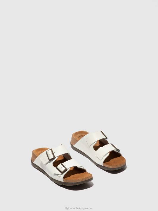 mules à bout ouvert caja721 Fly London femmes bride blanc cassé 0FBB388