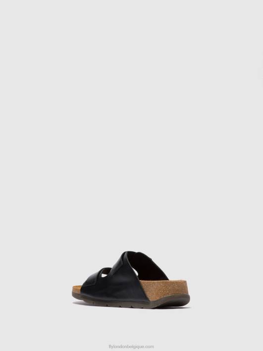 mules à bout ouvert caja721 Fly London femmes bride noire 0FBB387