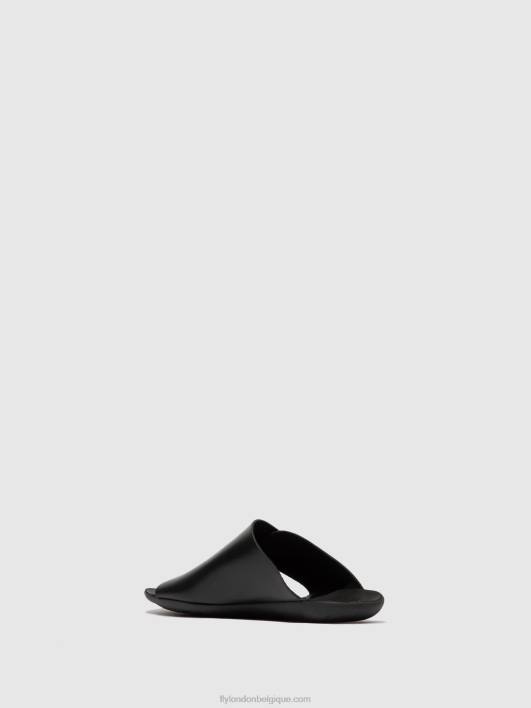 mules à bout ouvert mica758 Fly London femmes bride noire 0FBB384